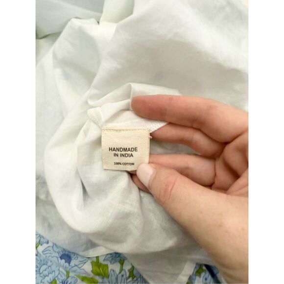 Islapayal Malaga Mini Peony Blue Floral Embroidered Capri Midi Dress Size Large - Picture 8 of 8